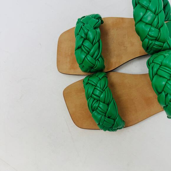 GUESS Green Braided Double Strap Flat Sandals – Size 6.5 - Picture 2 of 11